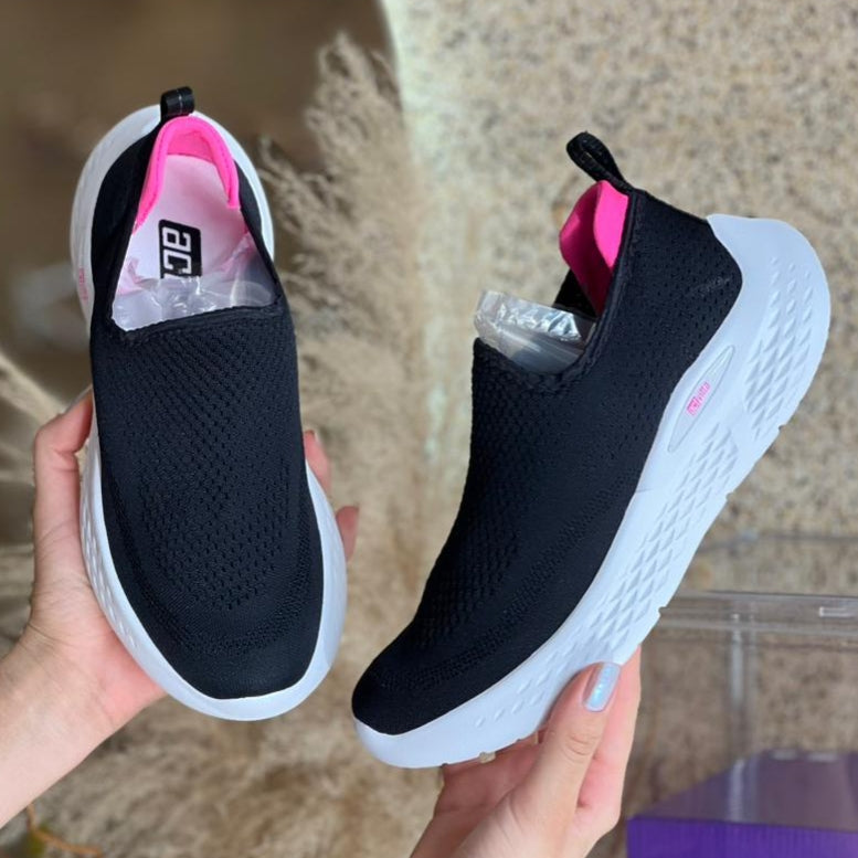 TENIS SLIP ON PRETO ROSA 4845.100