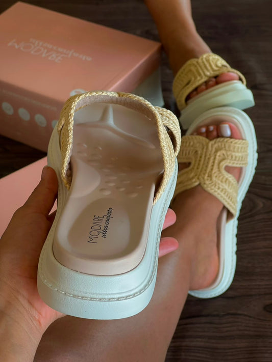 SANDALIA EM H TECIDO 7200.114 |cor:Bege