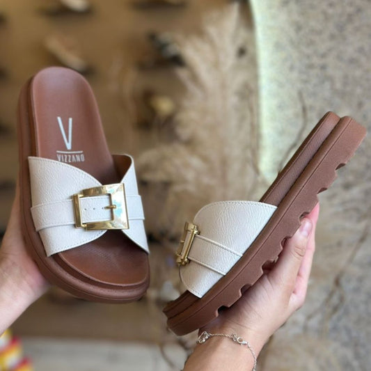 SANDALIA DETALHE FIVELA 6510.130 |cor:Branco