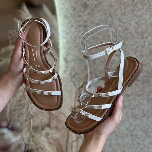 RASTEIRINHA 3 TIRAS SPIKE MOCCA 6463.110 |cor:Branco Off White