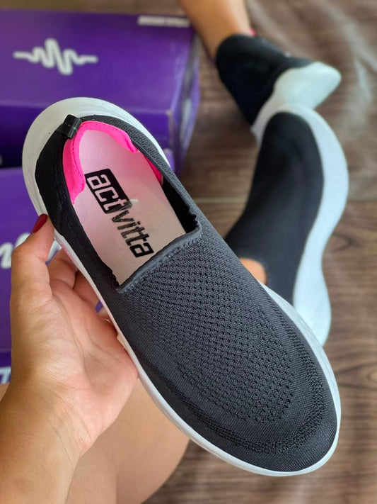 TENIS SLIP ON 4845.100 |cor:Preto Rosa