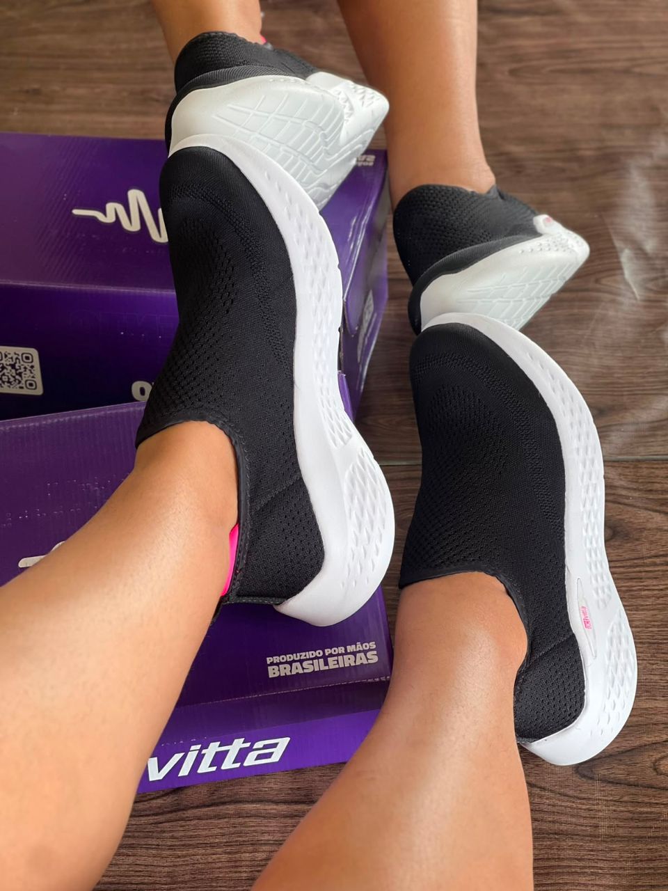 TENIS SLIP ON 4845.100 |cor:Preto Rosa