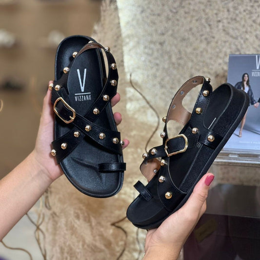 SANDALIA BIRKEN TIRAS EM X 6570.100 |cor:Preto