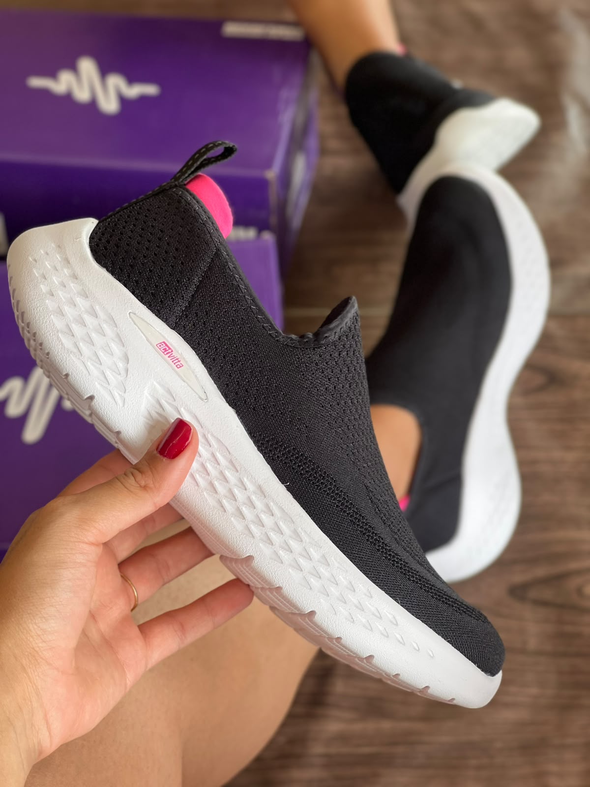 TENIS SLIP ON 4845.100 |cor:Preto Rosa