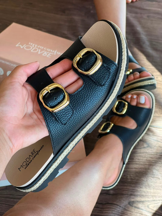 SANDALIA FIVELA 7132.257 |cor:Preto