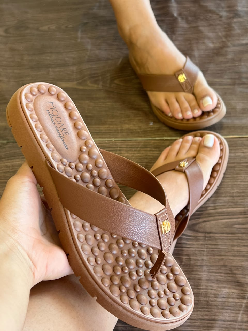SANDALIA ORTOPEDICA CHINELO 7162.331 |cor:Avelã