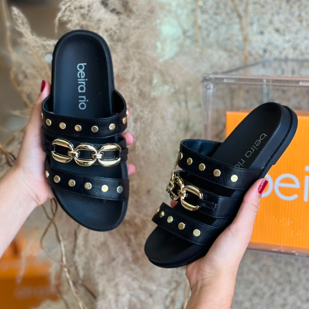 SANDALIA BIRKEN DETALHE 8578.102 |cor:Preto Dourado