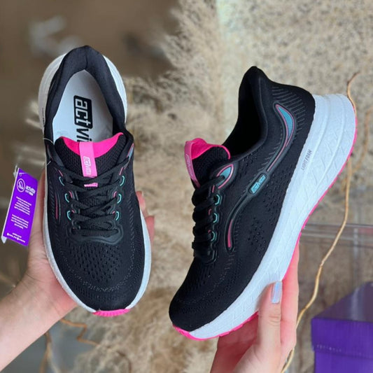 TENIS CASUAL PRETO COM ROSA 4841.115