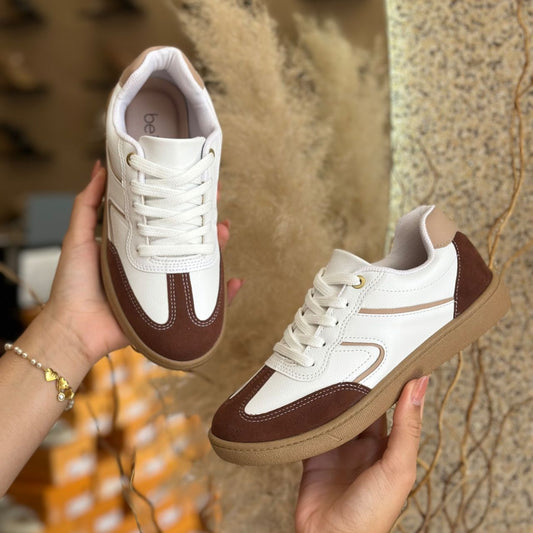 TENIS CASUAL SOLA 4313.111 |cor:Branco Marrom Caramelo