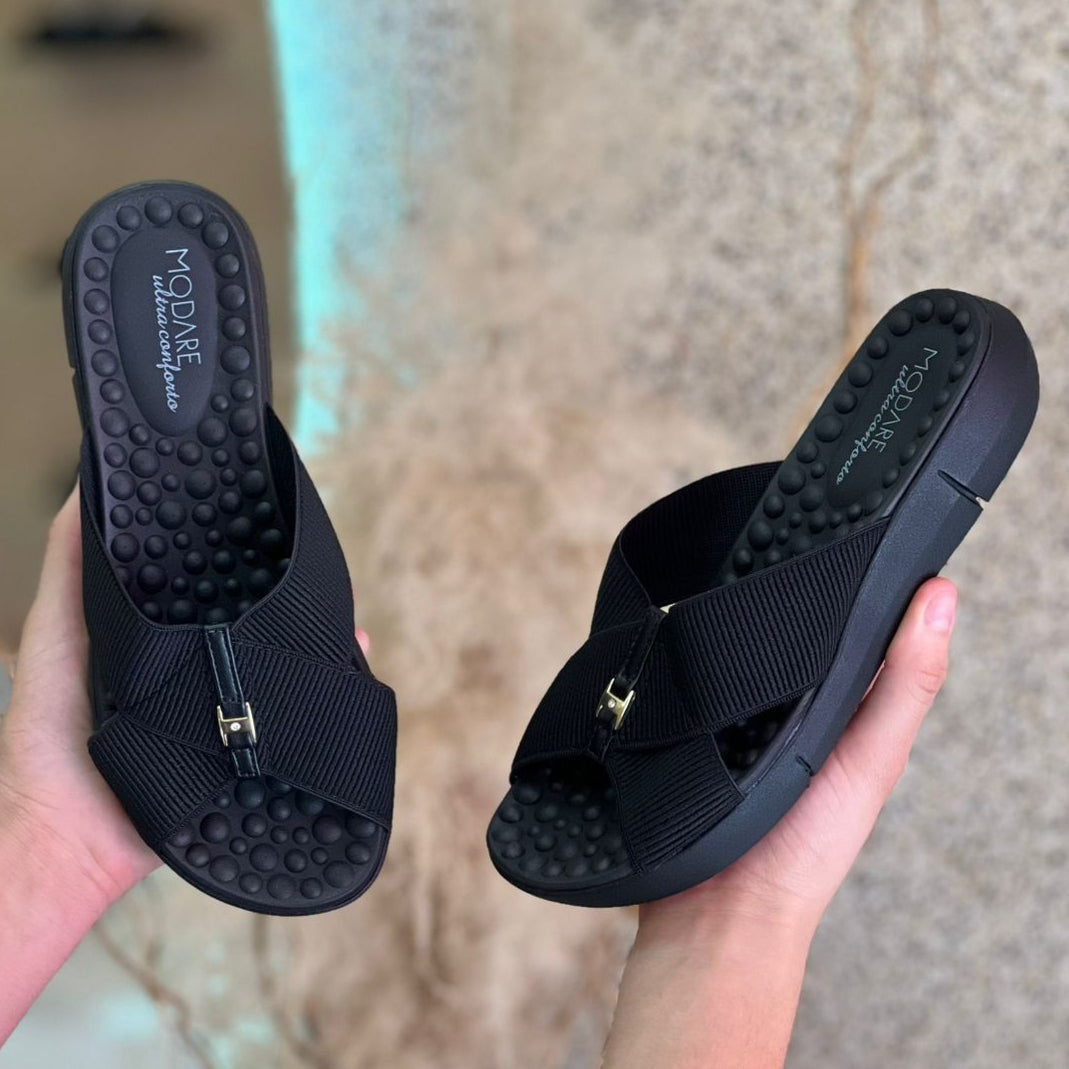 SANDALIA ORTOPEDICA ELASTICO PRETO 7142.101