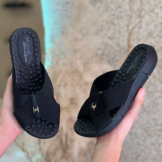 SANDALIA ORTOPEDICA ELASTICO PRETO 7142.101