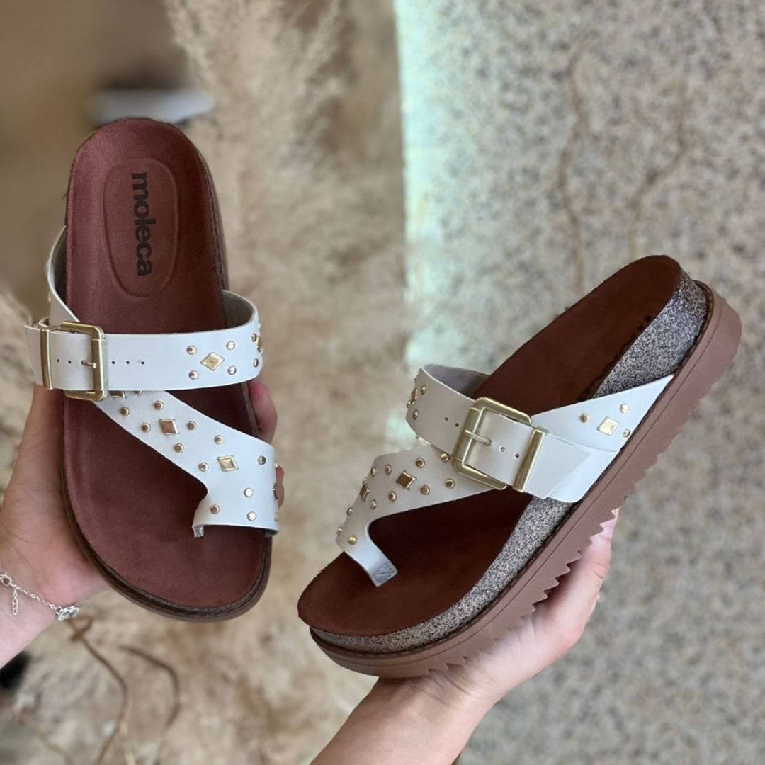 SANDALIA FIVELA COM PINGENT 5500.120 |cor:Branco