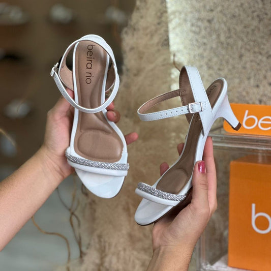 SANDALIA SALTO TIRA DE BRILHO 8308.1445 |cor:Branco