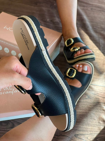 SANDALIA FIVELA 7132.257 |cor:Preto