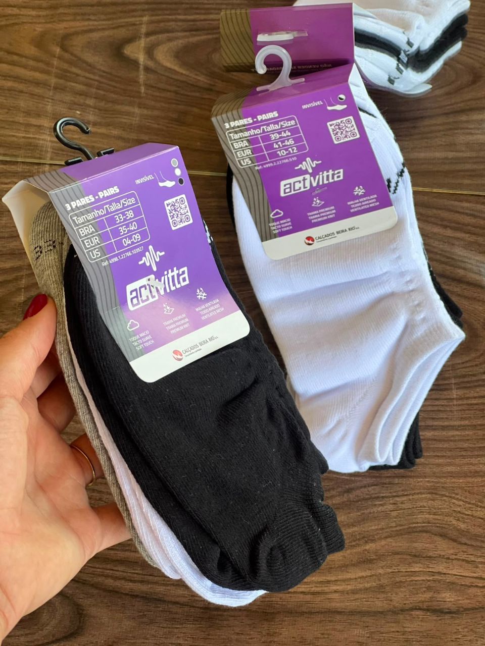 KIT 3 MEIAS NACIONAL UNISSEX INVISIVEL 3 CORES