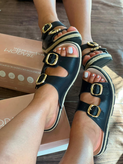SANDALIA FIVELA 7132.257 |cor:Preto