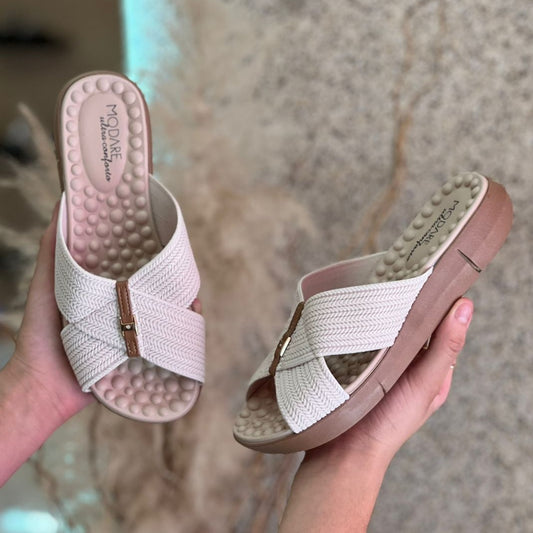 SANDALIA ORTOPEDICA ELASTICO CREME 7142.101