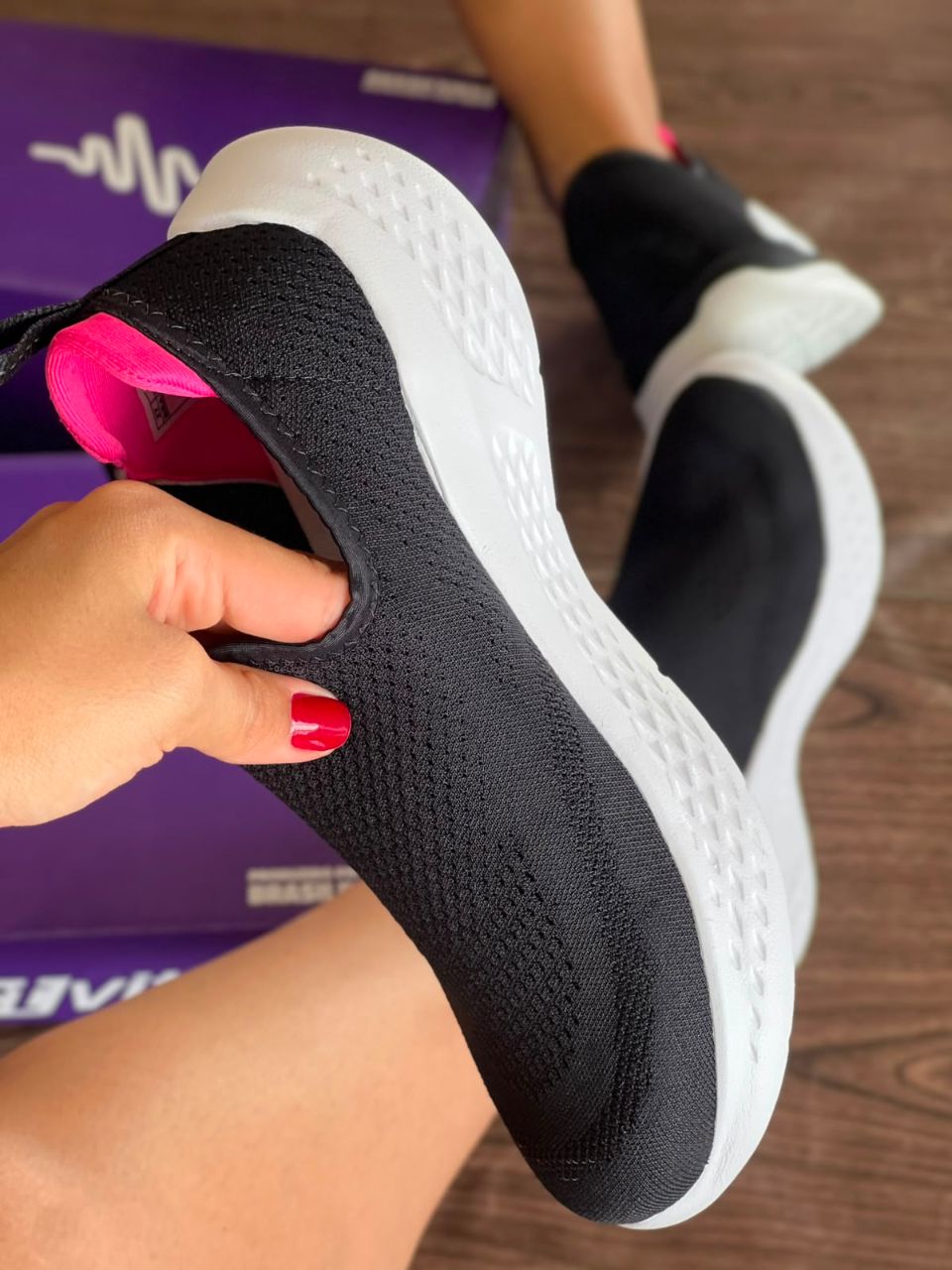 TENIS SLIP ON 4845.100 |cor:Preto Rosa