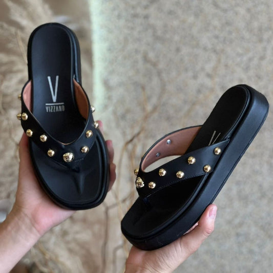 SANDALIA CHINELO BOLINHA 6506.106 |cor:Dourado Preto