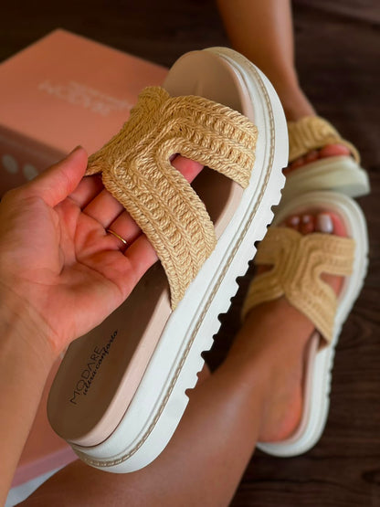 SANDALIA EM H TECIDO 7200.114 |cor:Bege