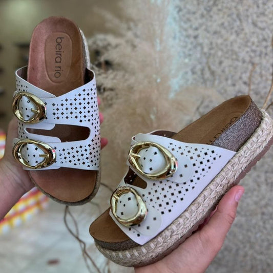 SANDALIA PLATAFORMA 2 FIVELAS 8546.213 |cor:Branco Off White