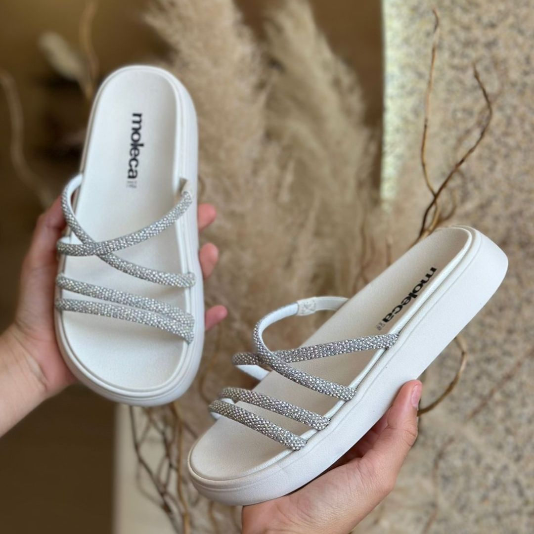 SANDALIA TIRAS BRILHO 5469.150 |cor:Branco