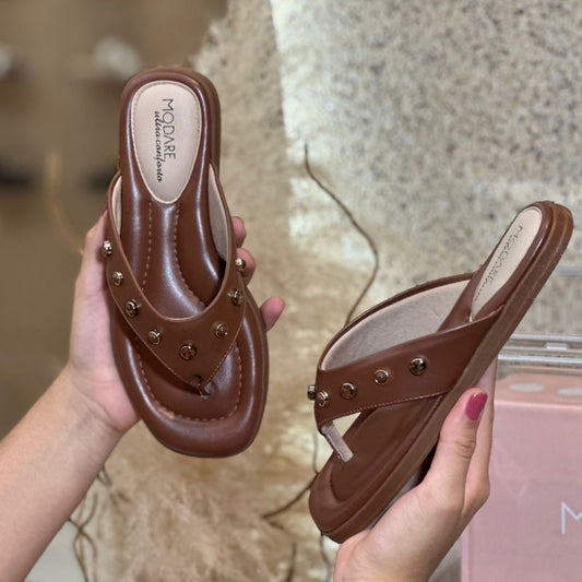 SANDALIA CHINELO PEDRINHAS MARRON 7212.104