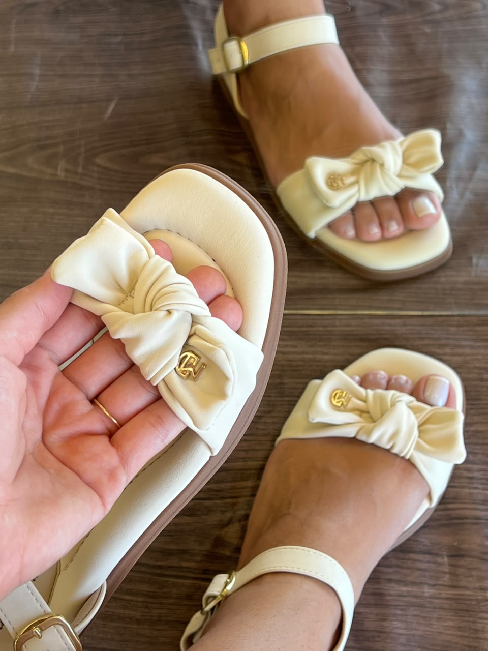 SANDALIA RASTEIRA LACINHO 7212.109 |cor:Branco