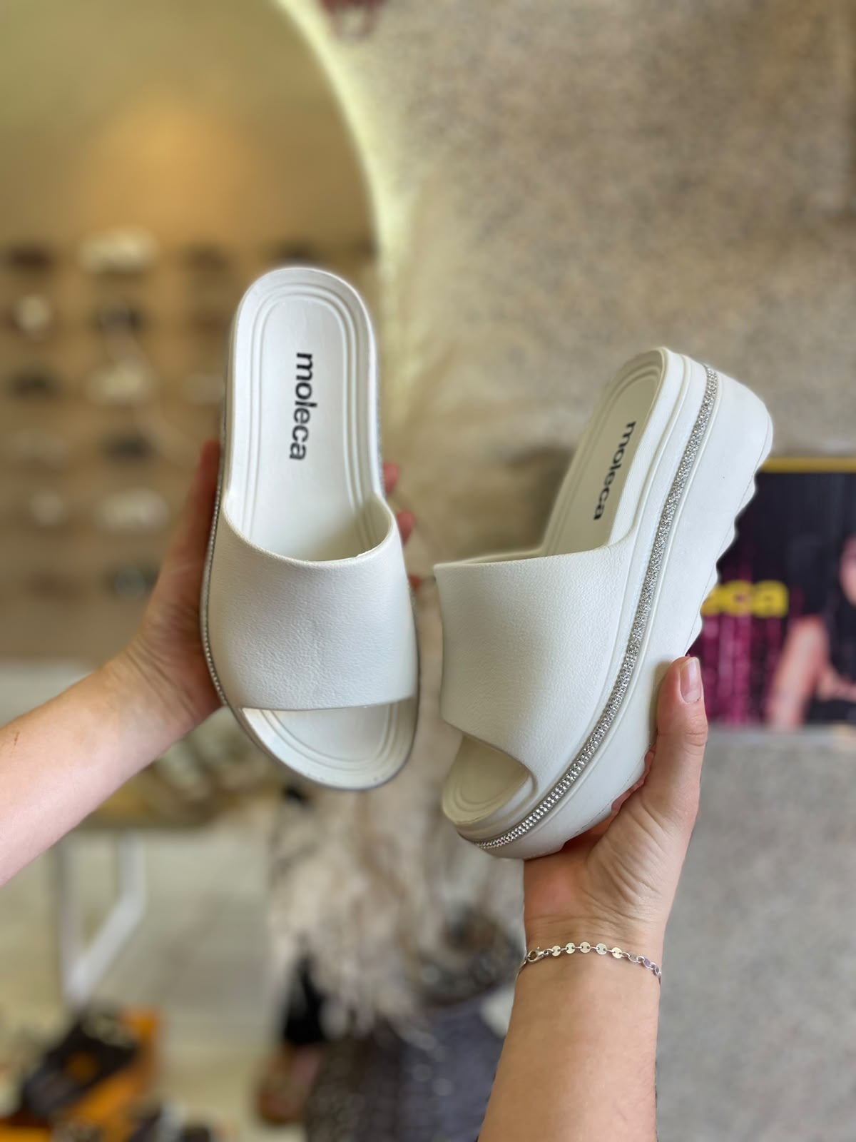 PLATAFORMA EVA BRILHO 5589.200 |cor:Branco Off White Cristal